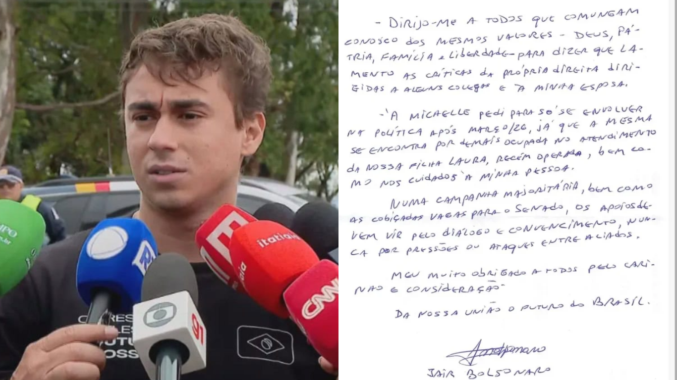 Nikolas Ferreira compartilha carta de Bolsonaro com recados à direita